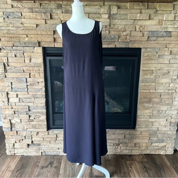 Eileen Fisher Dresses & Skirts - Eileen Fisher Bias Dart Sleeveless Shift Dress Navy Blue Midi Size Small